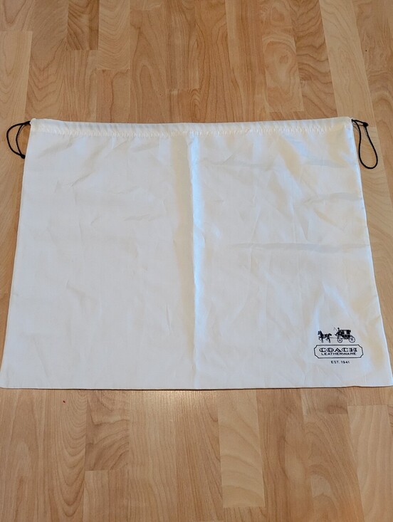 Coach Handbags - Coach Satin Drawstring Dust Bage Carriage Logo Cream Size Large